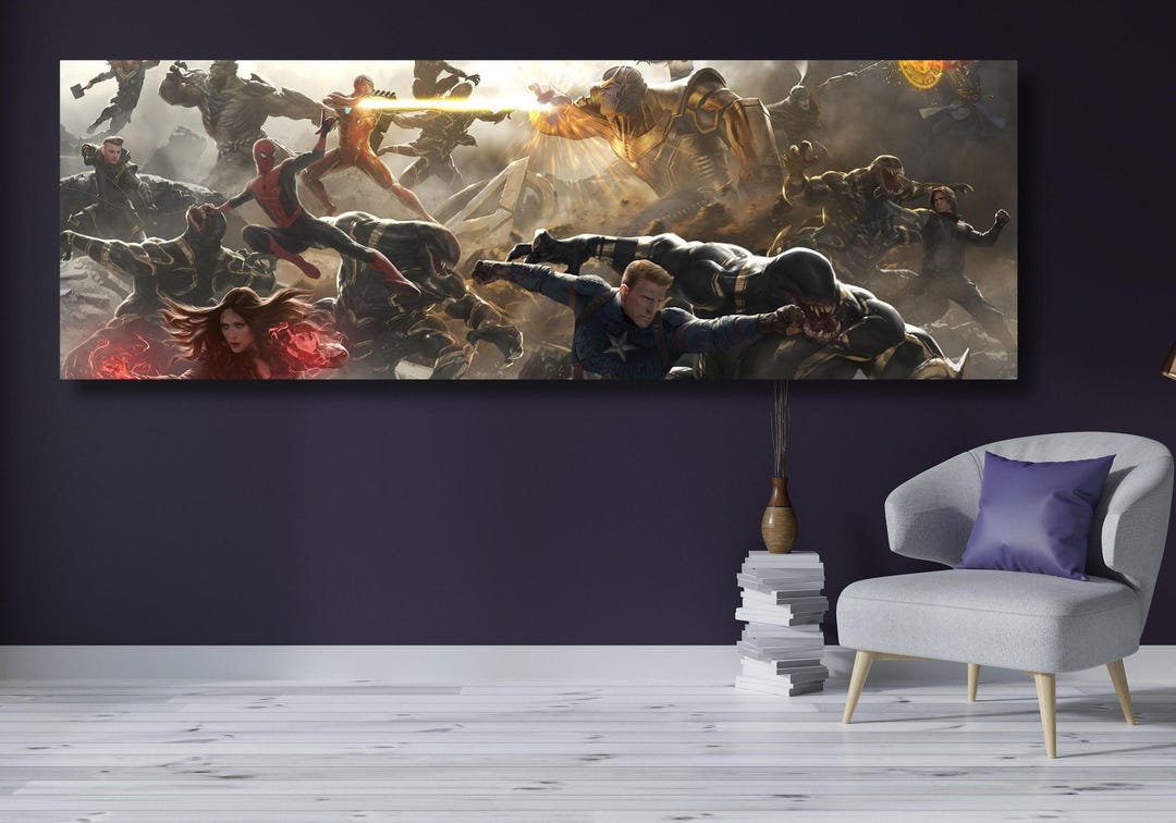 All Marvel Characters Panorama CANVAS Wall Art, Movie Poster,avengers ...