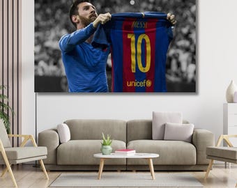 Lámina de Lionel Messi, lienzo decorativo de Messi, decoración para el hogar y la oficina con la leyenda del fútbol, póster o lienzo de Argentina listo para colgar.