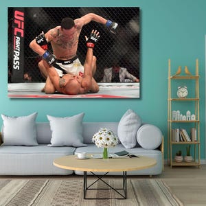 Reacciones al nocaut técnico de Max Holloway sobre José Aldo en UFC 212 para unificar el título. Lienzo de Max Holloway, póster de Max Holloway, decoración de pared para gimnasio, arte de pared para fitness.