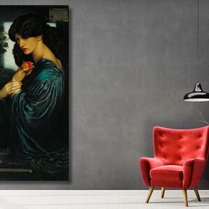 La Proserpina di Dante Gabriel Rossetti, famosi dipinti del XIX secolo, movimento artistico preraffaellita, stampa di poster di arte floreale con ortensie immagine 3