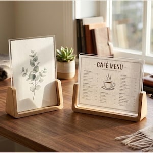 Massief natuurlijke beukenhouten basis acryl fotolijst | U-vormig drijvend display