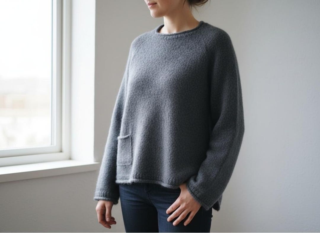 Knit Raglan Sweater Pattern Pdf, Pocket Pullover Knitting, Top Down ...