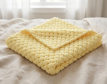 Loop Yarn Blanket Pattern Easy Soft Knit Throw Newborn Gift Cozy PDF