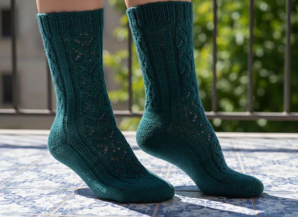 Knit Socks Pattern PDF, Lace Panel Socks Cozy Gift Idea Women - Etsy
