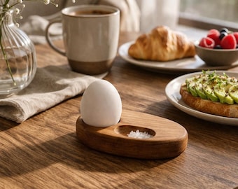 2 Wooden Egg Holders Table Serving Organizers