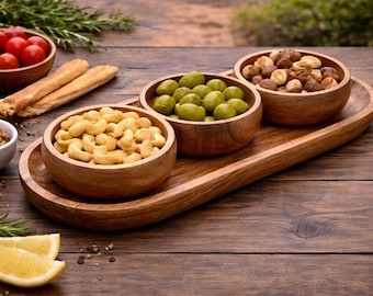 Fuente de madera para servir 3 porciones