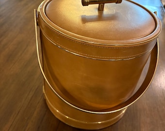 ヴィンテージ ミッドセンチュリーモダン ゴールドビニール製アイスバケット MCM ハリウッドリージェンシー バーウェア