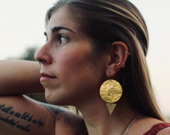 Niobi Warrior Goddess Earrings - Hammered Brass