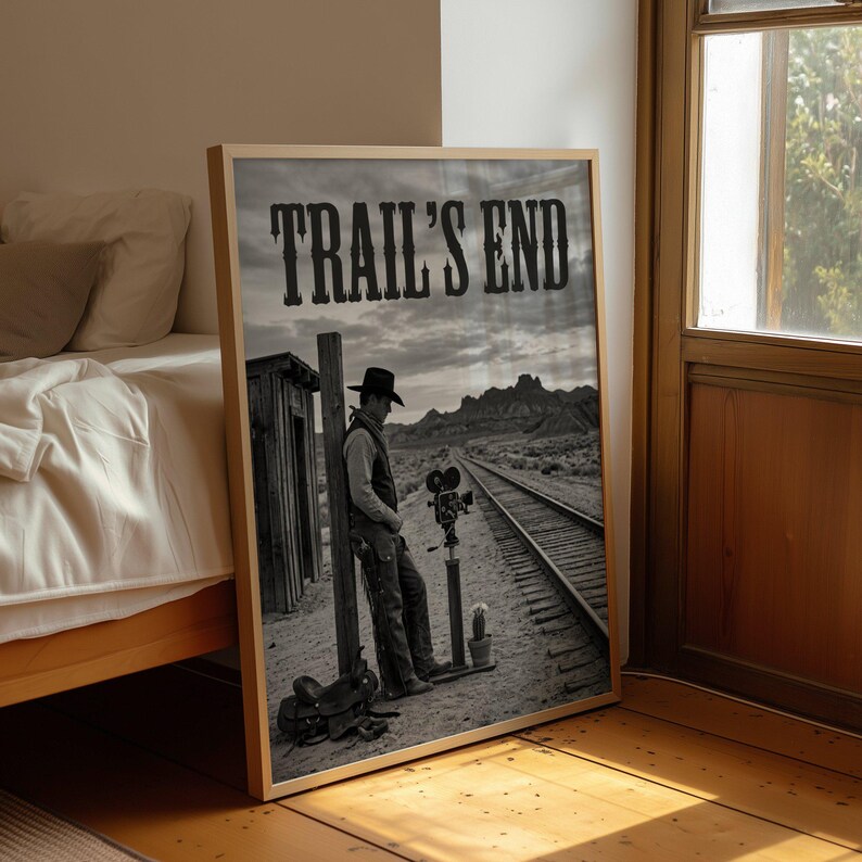 Trails End Lettering Trail's End Cowboy Railroad Poster, Vintage Western Typography Print - Etsy