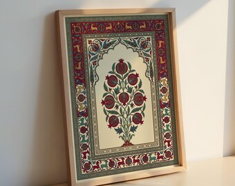Pomegranate Tree of Life Print: Ottoman Arabesque, Islamic Wall Art