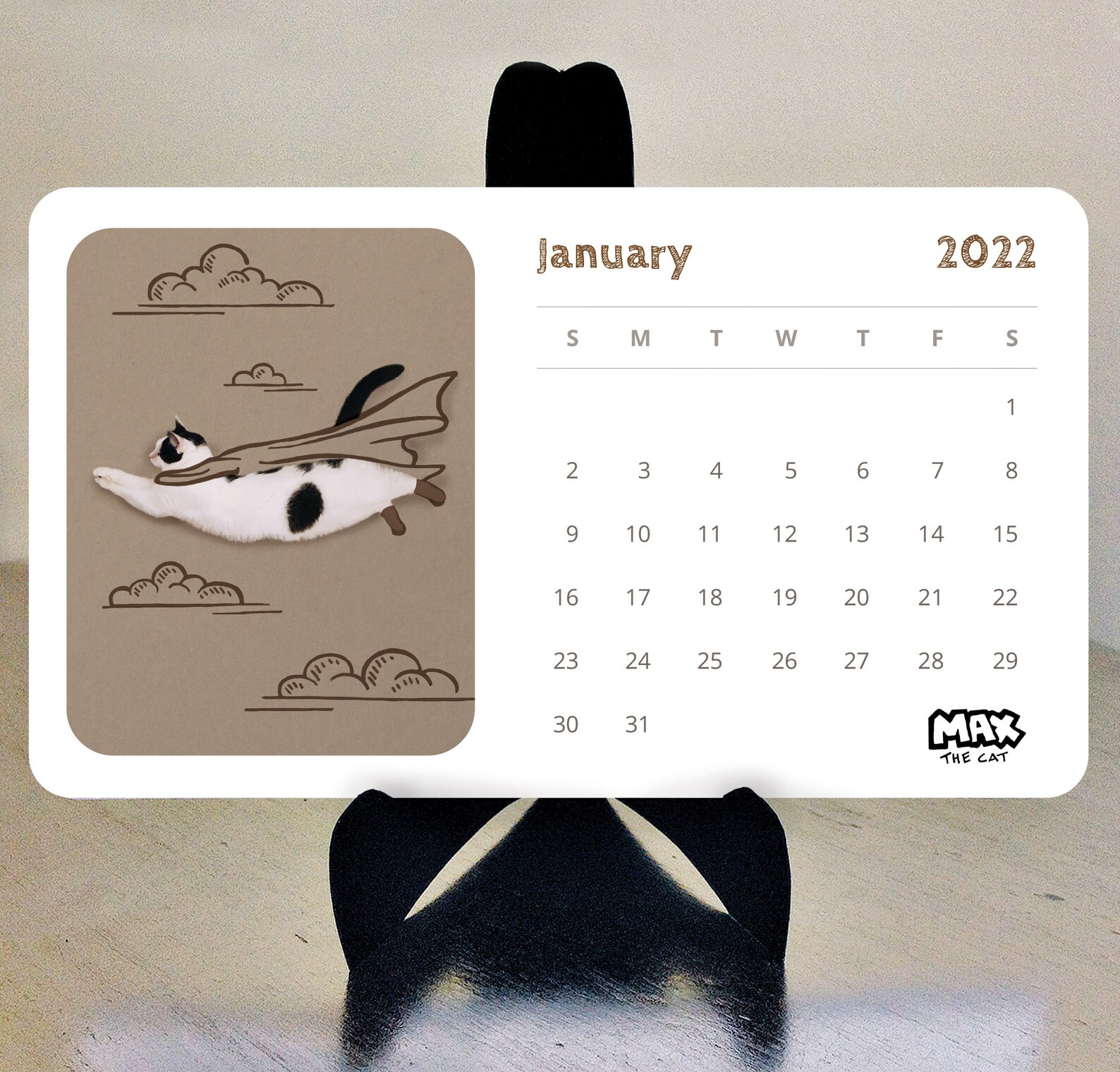 Max die Katze 2022 lustig illustriert Schreibtisch