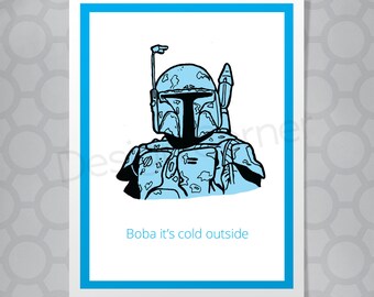 Star Wars Boba Fett Funny Illustrated Christmas Card