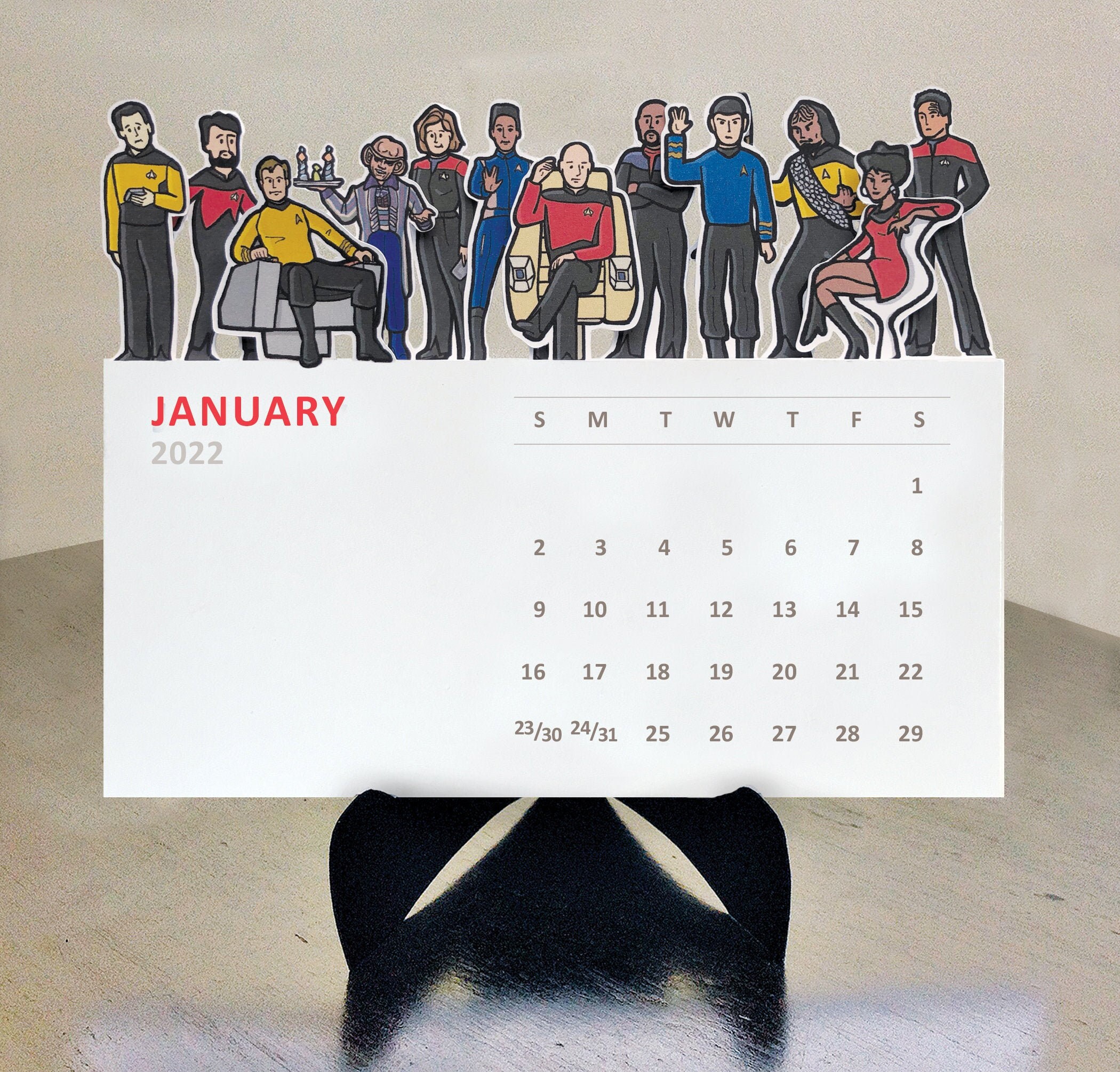 Star Trek Calendar 2022 Star Trek Die Cut 2022 Illustrated Desk Calendar | Etsy Singapore