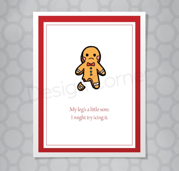 Gingerbread Man Icing Funny Illustrated Christmas Card Etsy