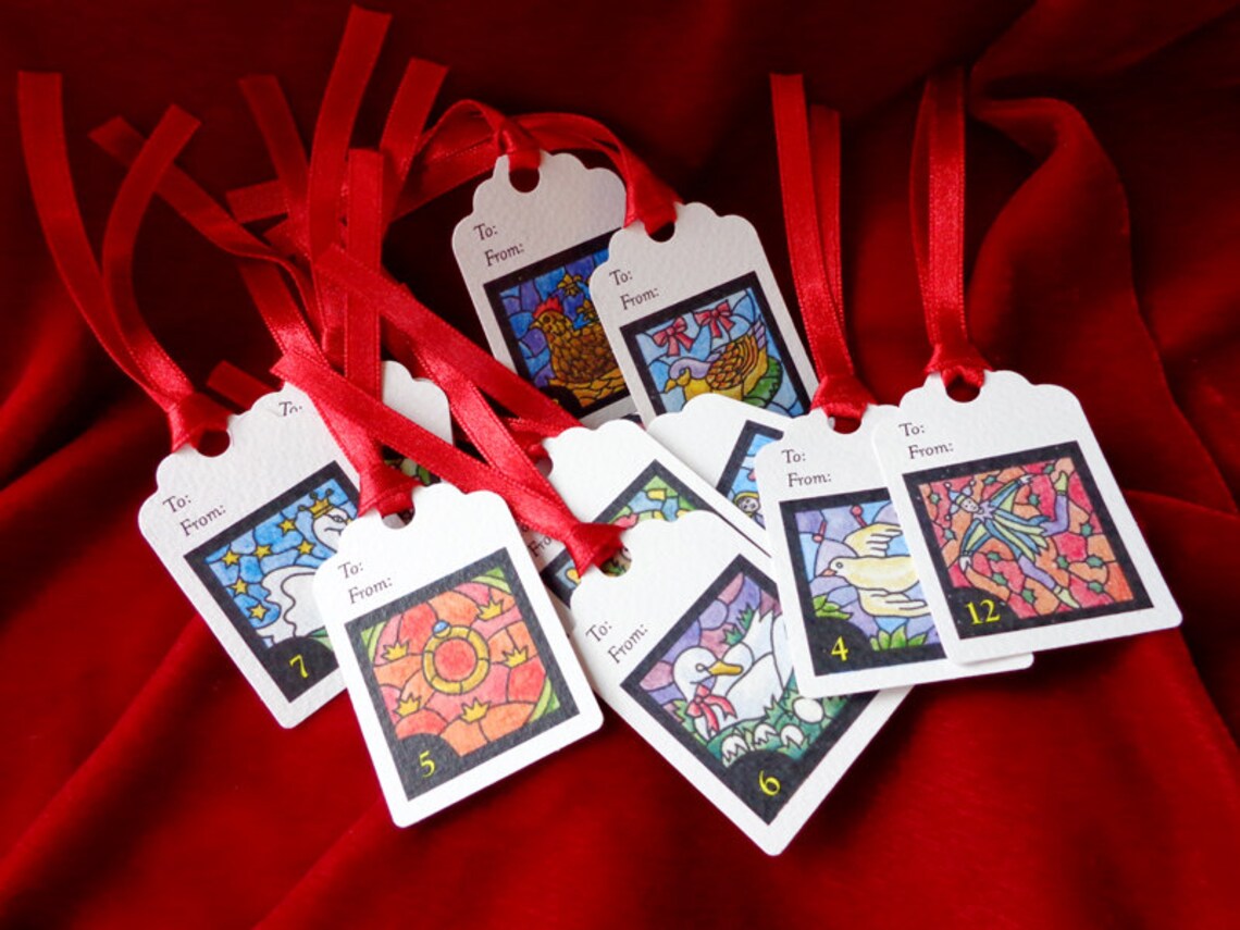  12 days of christmas gift tags set of 12 etsy