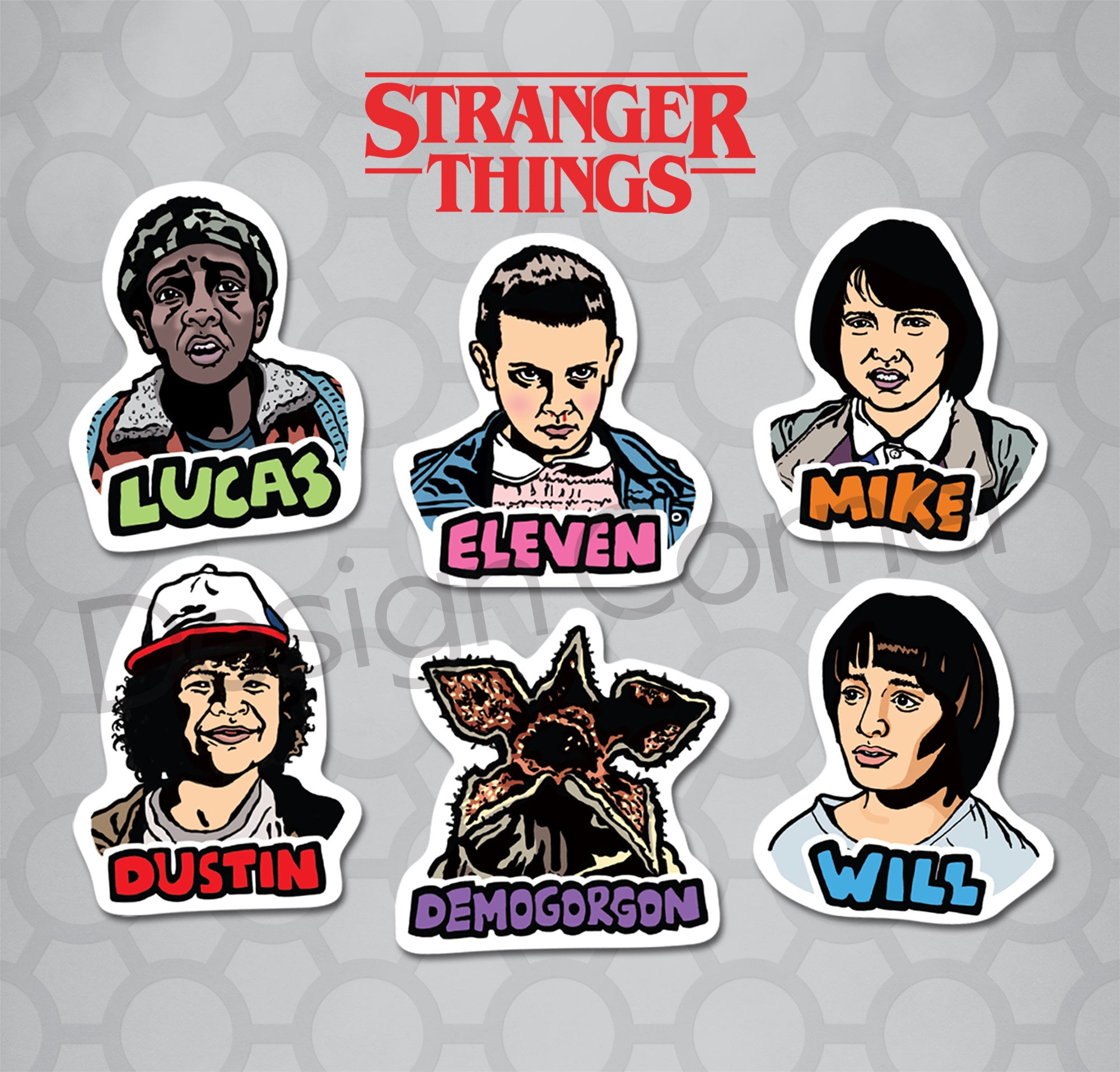 Autocollant Stranger Things A Imprimer Stranger Things Die Cut Autocollants illustrés 6 Pack | Etsy