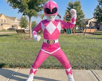 Roze Power Ranger kostuum voor kinderen, roze superheldenpak voor meisjes, Power Ranger cosplay outfit, Halloweenkostuum voor kinderen, heldenverkleedpak