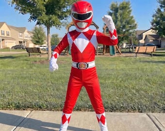 Kids Red Ranger Costume, Red Power Ranger Suit for Boys, Halloween Cosplay Outfit, Superhero Costume Kids, Ranger Dress Up Set