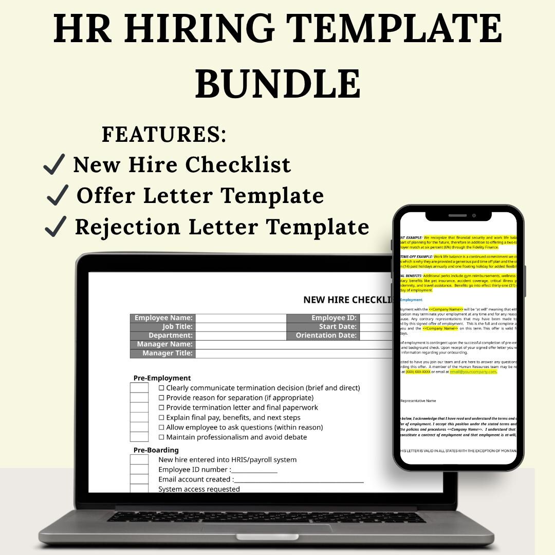 Rejection Checklist HR Template Bundle, Job Offer Letter, Rejection Letter, New Hire ...