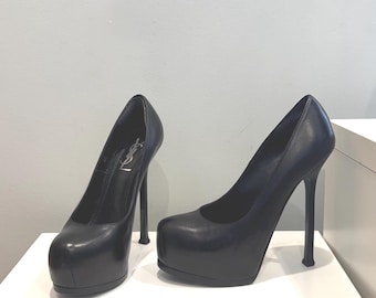Saint Laurent Platform Pumps - YSL Black Leather Stiletto High Heels