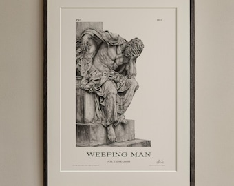 El hombre que llora, lámina blanca, decoración de pared, estilo romano o griego, regalo para él o para ella.