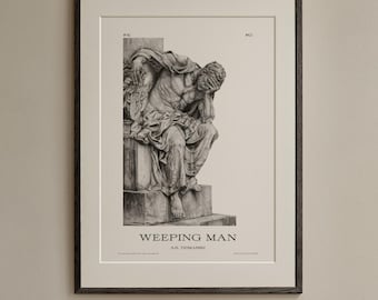 The Weeping Man white Print, Wall art, Roman, Greek, Gift for him, Gift for her