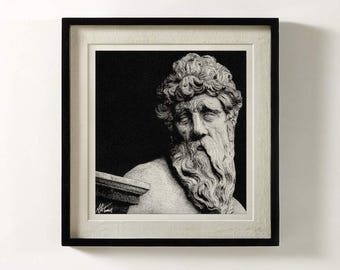 POSEIDON Print, Wall art, Roman, Greek, Gift for him, Gift for her