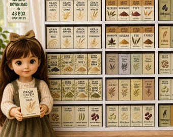 Miniature Grains & Seeds Printables | Dollhouse Pantry Food Boxes (PDF Download)
