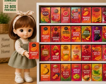 Miniature Juice Box Printables, Dollhouse Grocery Packaging (PDF Download)