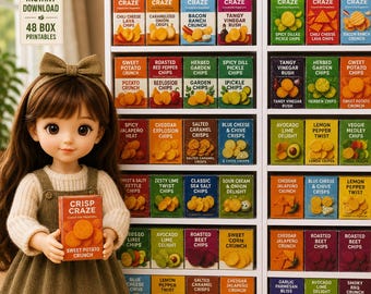 Miniature Chips Box Printables | Dollhouse Snack Packaging, Grocery Store (PDF Instant Download)