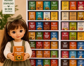 Miniature Snack Printables Bundle | 64 Dollhouse Grocery Boxes (Digital Download)