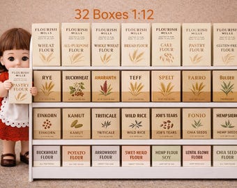 32 Miniature Flour Printables Bundle, Dollhouse Baking Ingredient Packaging, PDF Instant Download