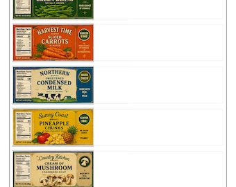60 Miniature Canned Food Printables Bundle, Dollhouse Grocery Store Packaging, PDF Instant Download
