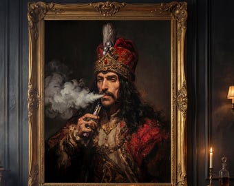 Vlad the Impaler Art Print, Dark Humor Baroque Print, Funny Gothic, Vaping Portrait Poster, Satirical