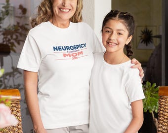 Camiseta "Mãe de Neurospicy" | Presente Personalizado para TDAH | Cores Confortáveis | Dia das Mães | Ano Personalizado