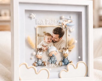 Personalised LED Daddy Photo Frame from Son, Father’s Day Gift for Dad, Light Up 3D Baby Boy Keepsake, Custom Dad & Son Frame