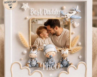 Father’s Day Gift for Dad, Personalised Daddy Photo Frame from Son, LED Dad Gift, Custom Dad and Son Keepsake