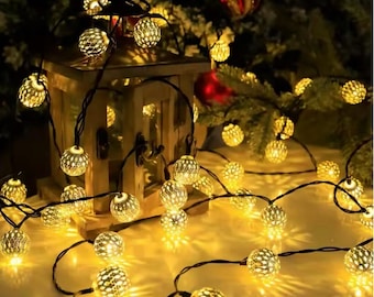 Boule solaire marocaine guirlande lumineuse extérieure globe guirlande lumineuse LED blanc chaud patio jardin mariage noël bohème décor à la maison