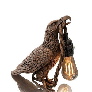 Lámpara de águila impresa en 3D – Figura de águila industrial para mesita de noche – Lámpara con diseño de animal original