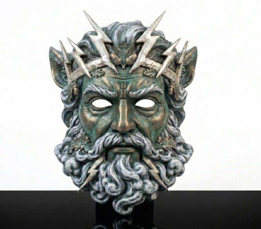 Wearable Zeus Mask, Ancient Greek God Wall Art, Steampunk Cosplay