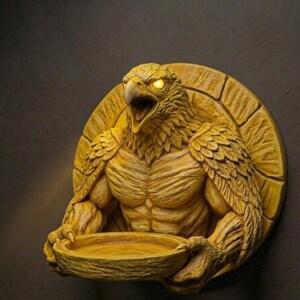 Llavero de pared con forma de águila musculosa – Decoración de ave mitológica impresa en 3D