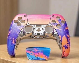 Vinilo decorativo para PS5 de GTA 6 y carcasa para mando DualSense | Set de carcasas personalizadas para consola PlayStation 5 | Regalo para gamers