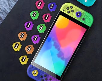 Splatoon-inspirierte ABXY-Silikonknöpfe für Nintendo Switch, mehrfarbiges Joy-Con-Knopfset, individuelles Gaming-Zubehör für Joy-Con-Controller