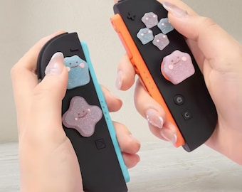 Pokémon Ditto (Gestaltwandler) Silikon-ABXY-Knöpfe für Nintendo Switch / Switch 2 / OLED / Lite Joy-Con, Pastellfarben, niedliches Design, handgefertigt
