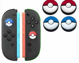 Silikonknöpfe im Pokeball-ABXY-Design für Nintendo Switch 2 Joy-Cons, Switch-Knöpfe im Pokémon-Design, individuell anpassbar in Rot, Blau und Weiß