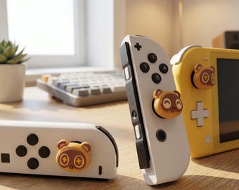 Tanuki-Daumenkappen für Nintendo Switch / OLED / Lite / Switch 2, Silikon-Joy-Con-Kappen, Waschbär-Motiv aus Animal Crossing, niedliches Gaming-Accessoire