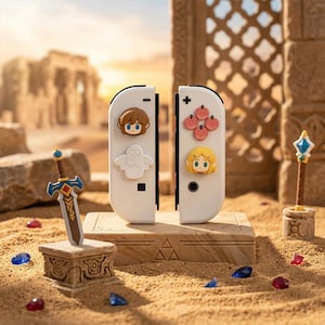 Simpatici copri-levette Joy-Con a tema Principessa Cavaliere per Nintendo Switch OLED e Switch 2, in silicone, ideali come regalo per gli appassionati di Zelda e Link.