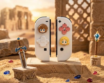 Adorables protectores de pulgar de princesa caballero para Switch, tapas de silicona para botones Joy-Con para Nintendo Switch 1 y Switch OLED, regalo para gamers de Zelda y Link