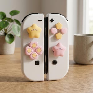 Kirby siliconen Joycon ABXY-knoppen voor Nintendo Switch / OLED, roze, geel, wit, schattige Kirby Switch-knoppen