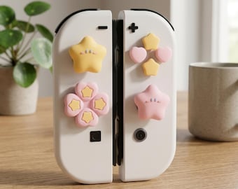 Kirby siliconen Joycon ABXY-knoppen voor Nintendo Switch / OLED, roze, geel, wit, schattige Kirby Switch-knoppen